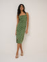 Green Polka Dot Button Front Strappy Dress