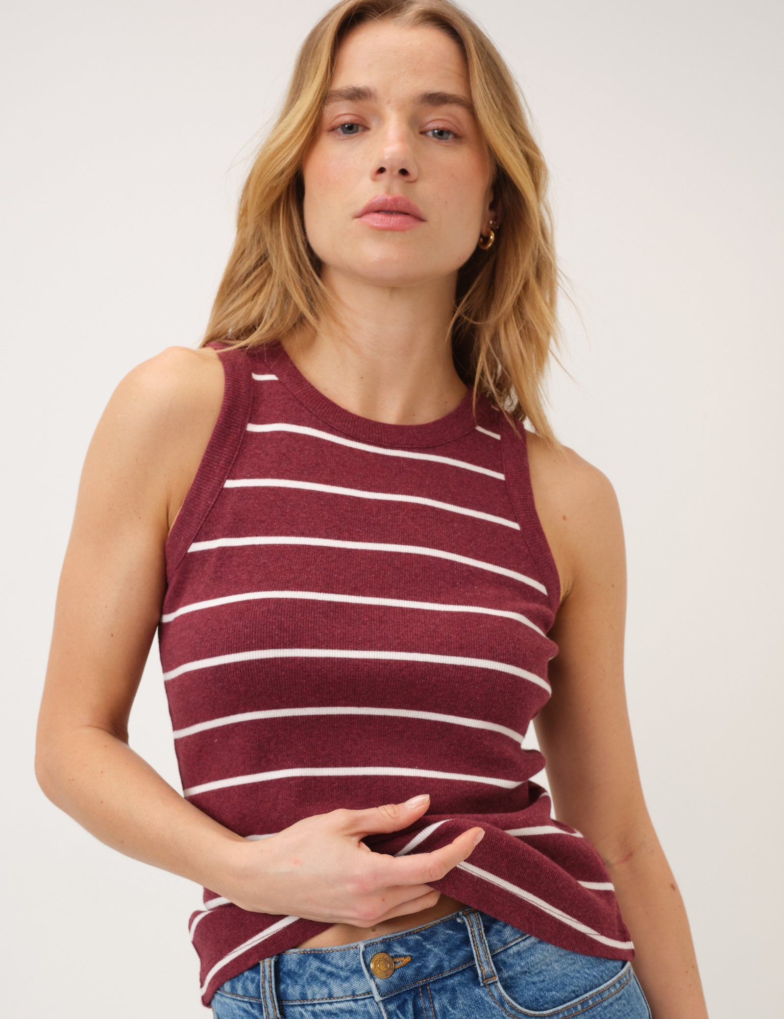 Burgundy Striped Racer Vest