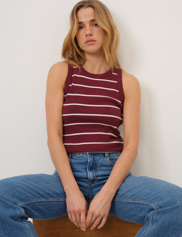 Burgundy Striped Racer Vest