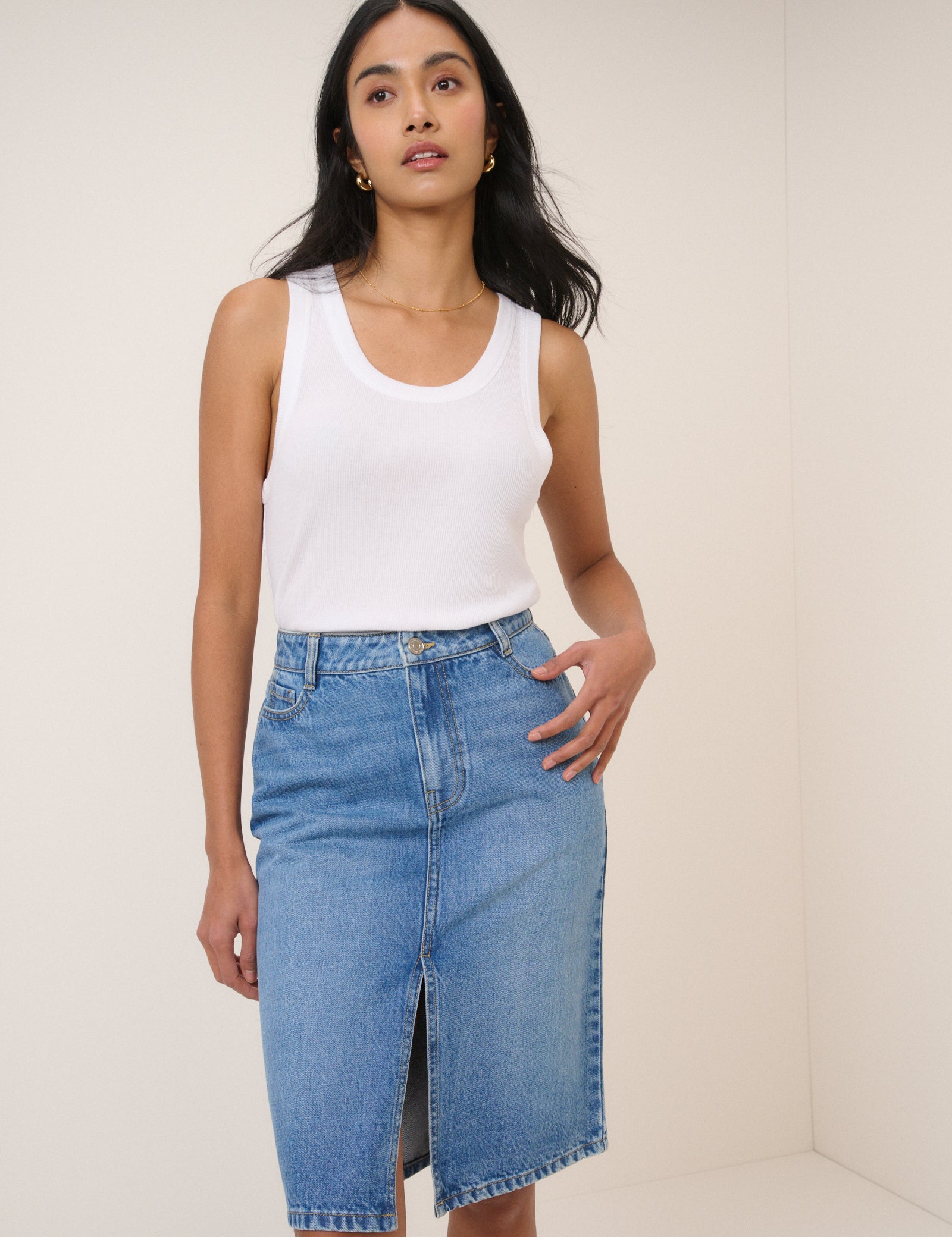 Denim Midi Skirt