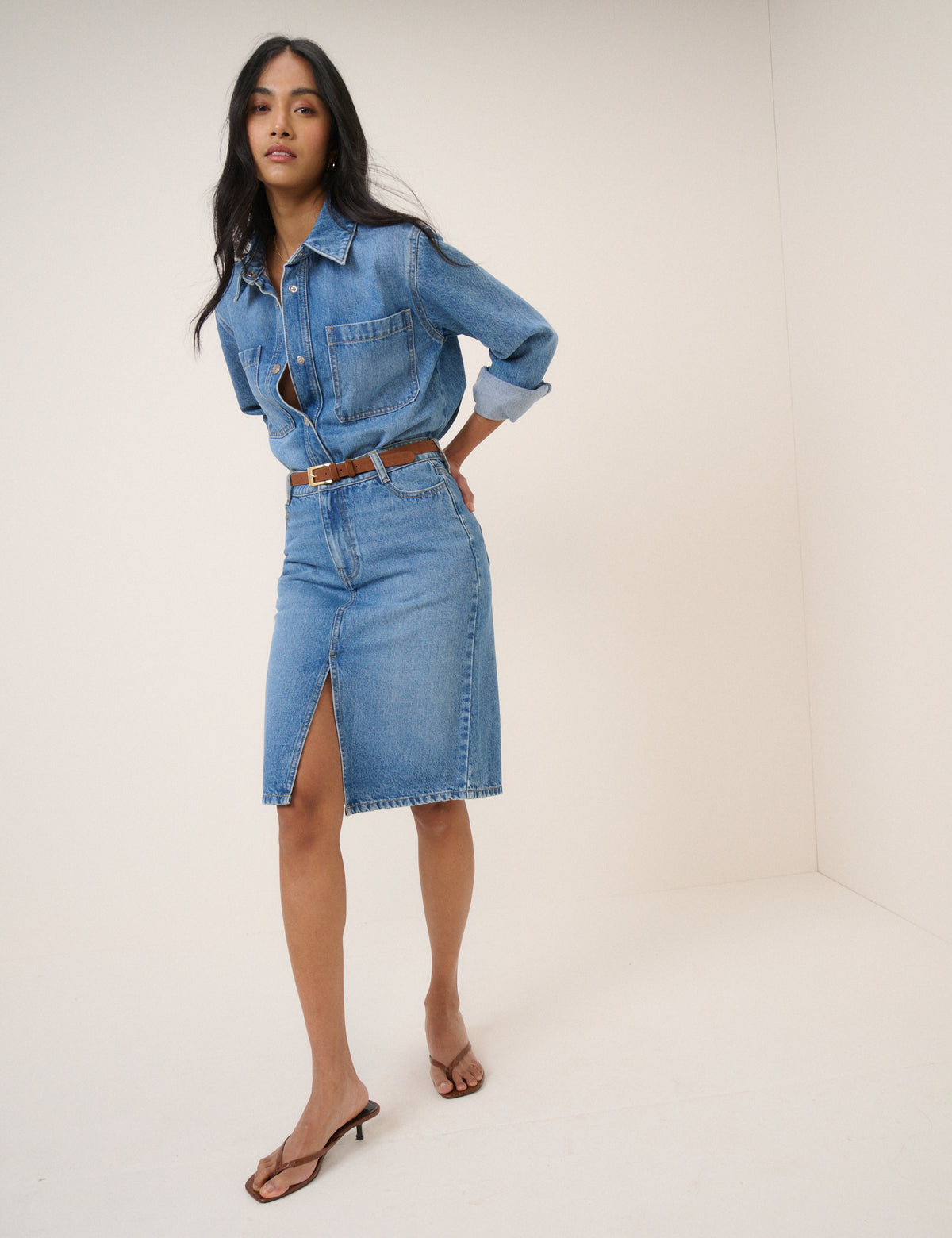 Denim Midi Skirt