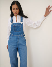 Mid Blue Denim Straight Leg Dungarees