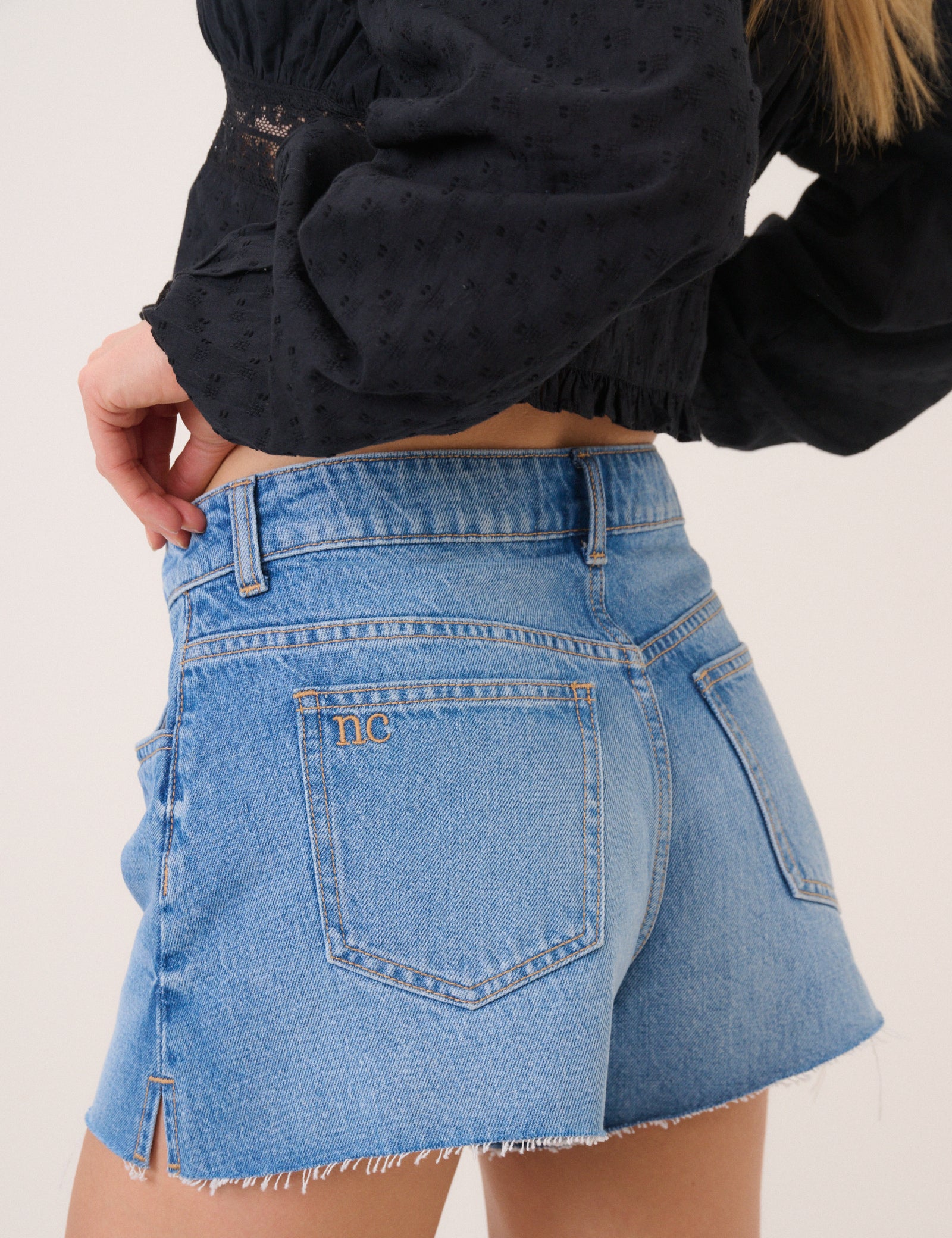 Mid Wash Denim Shorts