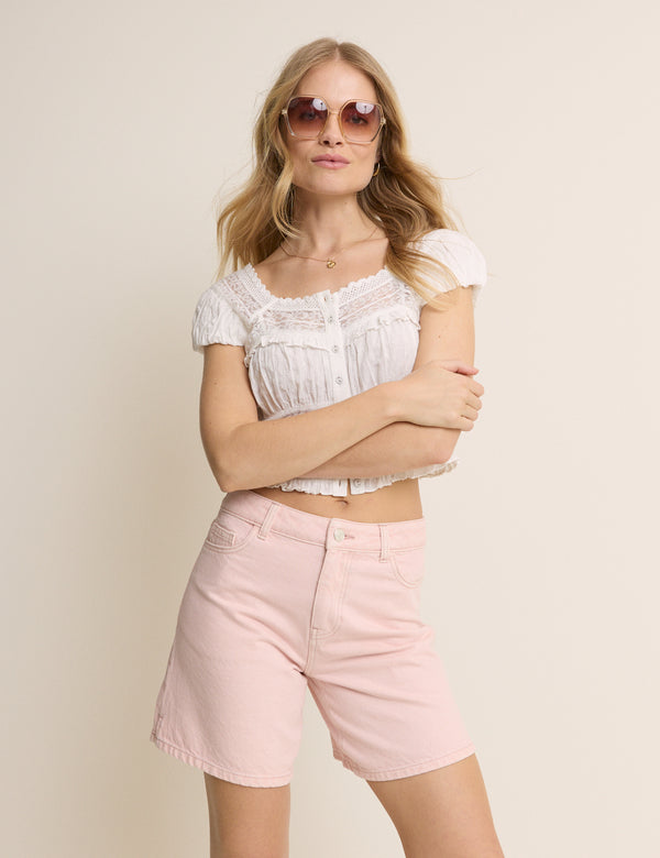 Light Pink Denim Bermuda Bailey Short