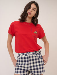 Navy Denim Gingham Mini Shorts