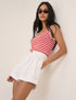 White Pleated High Waisted Shorts