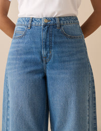 Blue Mid Rise Bethnal Barrel Leg Jeans