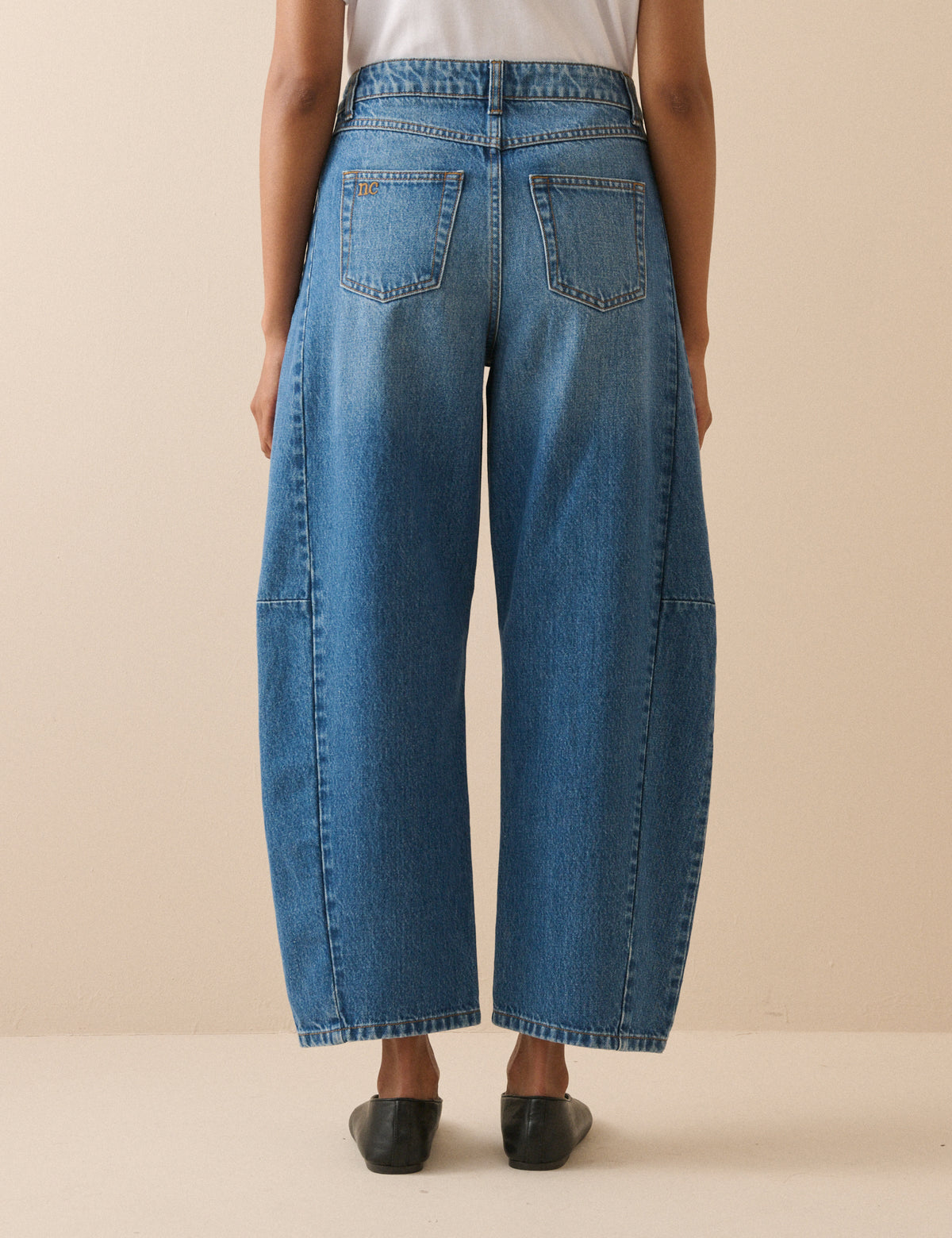 Blue Mid Rise Bethnal Barrel Leg Jeans