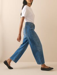 Blue Mid Rise Bethnal Barrel Leg Jeans