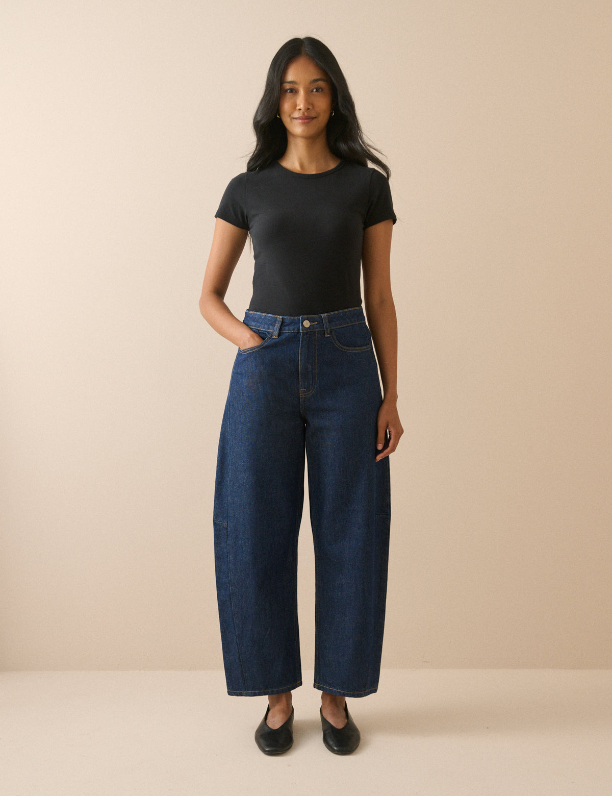 Dark Blue Bethnal Barrel Leg Jeans