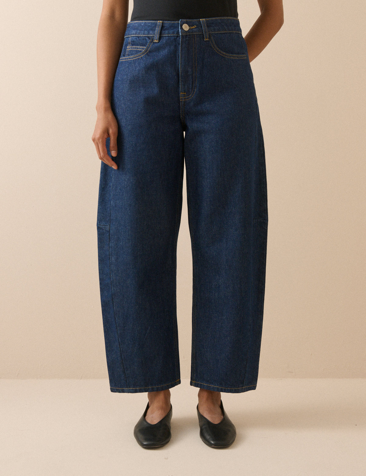 Dark Blue Bethnal Barrel Leg Jeans