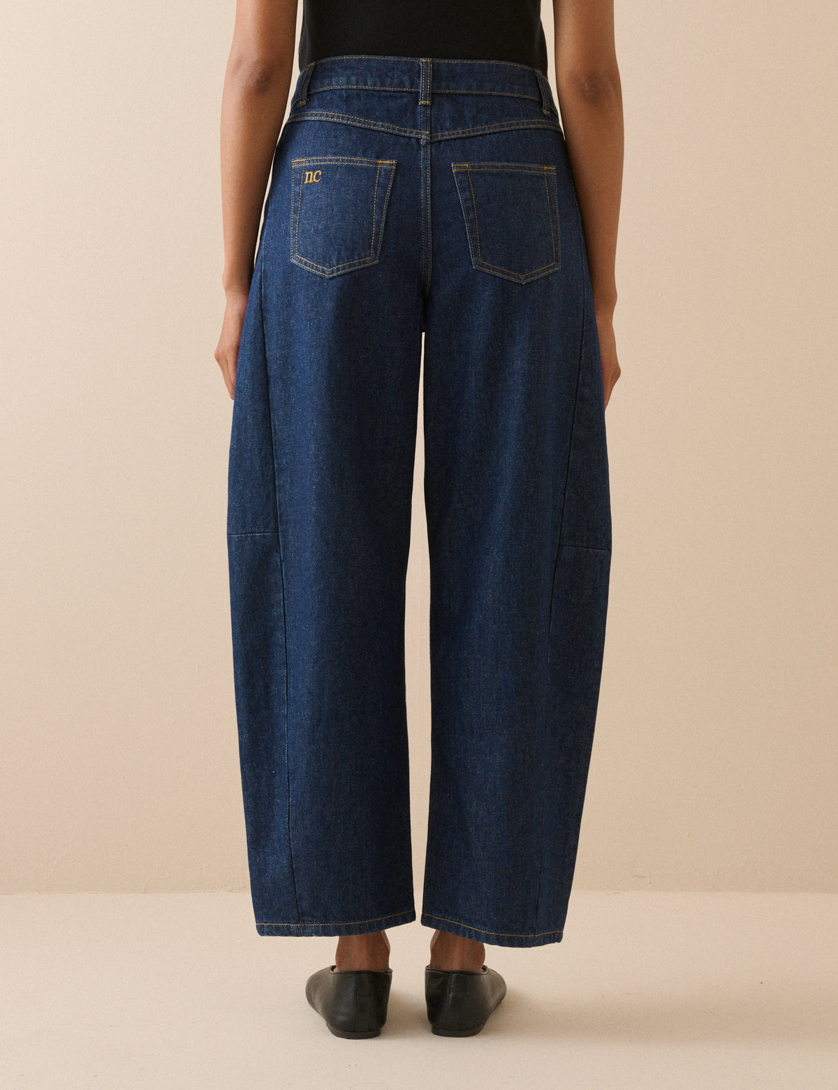 Dark Blue Bethnal Barrel Leg Jeans