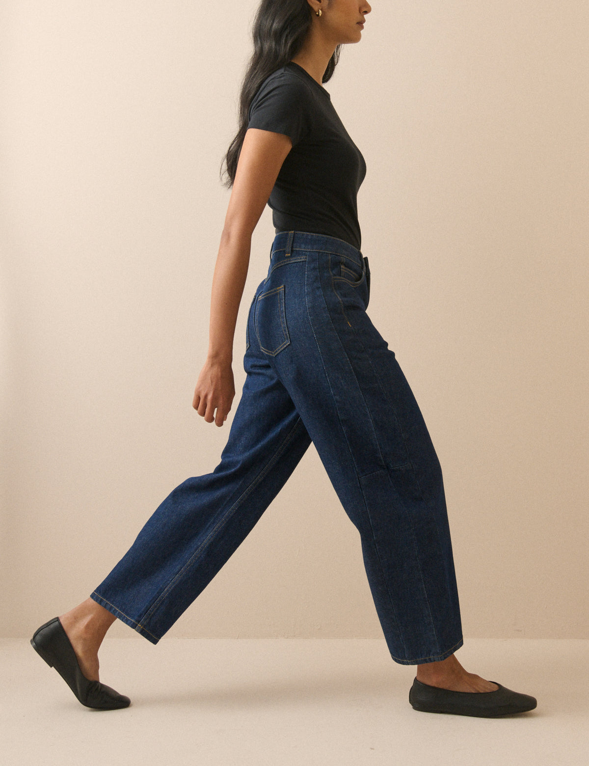 Dark Blue Bethnal Barrel Leg Jeans