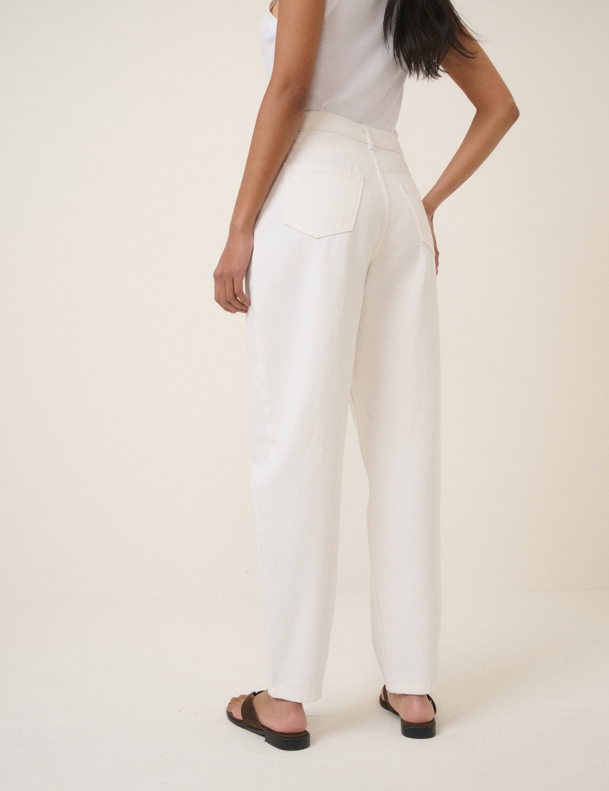 White Putney Barrel Leg Jeans