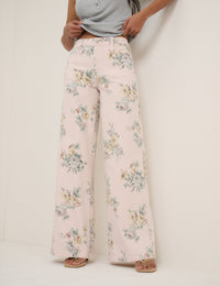 Pink Floral Soho Stretch Wide Jeans