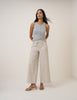 Ecru Striped Cropped Soho Wide Jeans