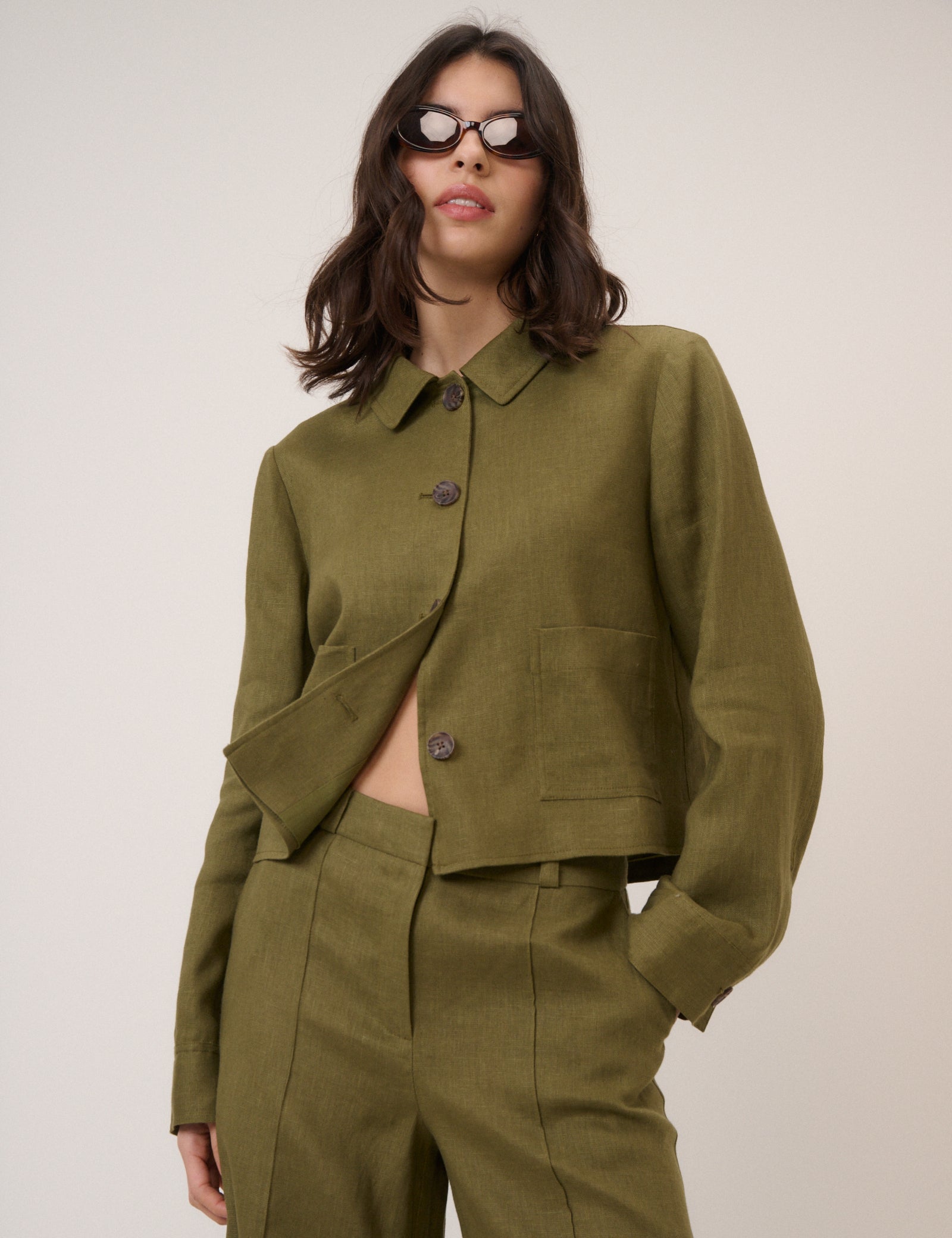 Khaki Pocket Front Jacket