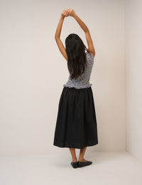 Gingham Shirred Bodice Drina Midi Dress