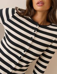 Black and White Stripe Ribbed Cardigan