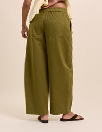 Green Barrel Leg Trousers