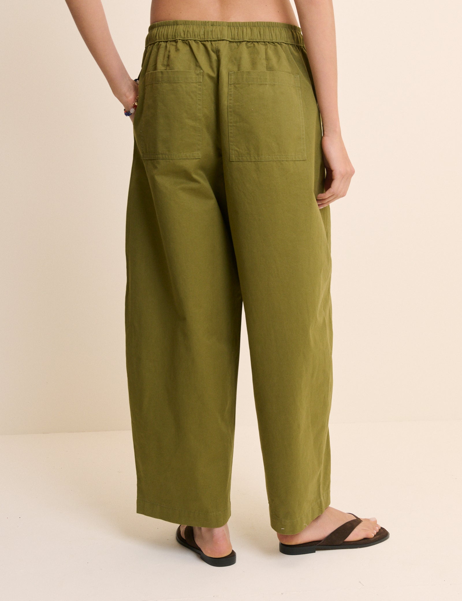 Green Barrel Leg Trousers