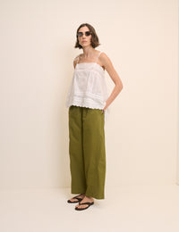 Green Barrel Leg Trousers