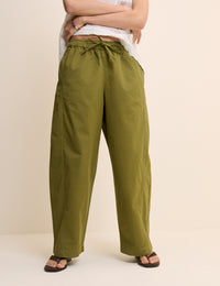Green Barrel Leg Trousers