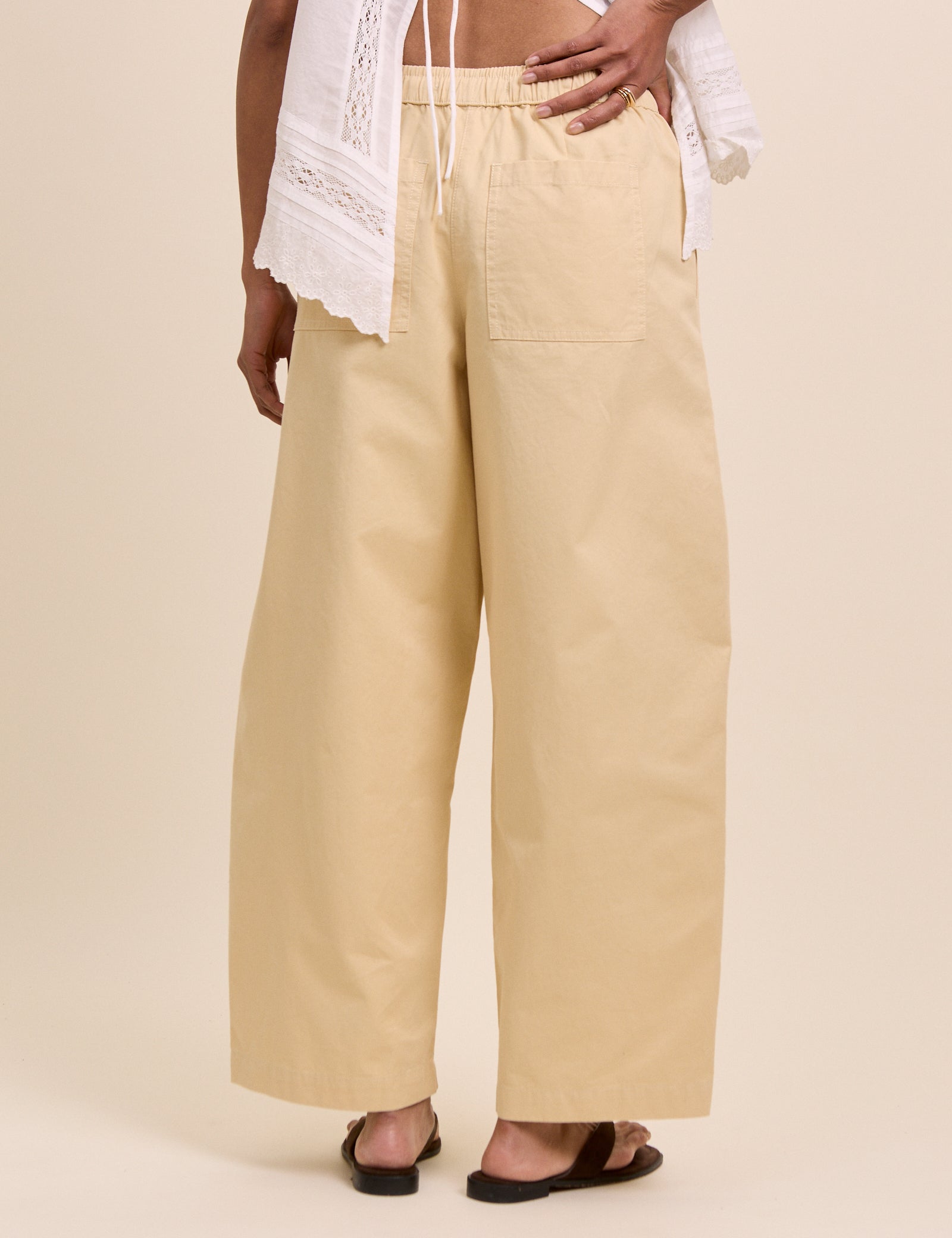 Butter Yellow Barrel Leg Trousers