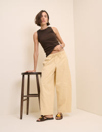 Butter Yellow Barrel Leg Trousers