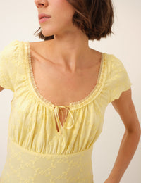 Yellow Floral Lace Trim Melissa Top