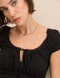 Black Broderie Milkmaid Jersey Top