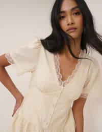 Cream Lace Trim Jasmine Midi Dress