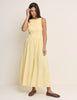 Yellow Ribbed Boat Neck Knitted Dress