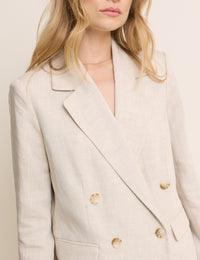 Stone Double Breasted Linen Alicia Blazer