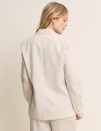 Stone Double Breasted Linen Alicia Blazer