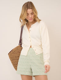 Green Check Boucle Tailored Shorts