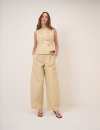 Beige Asymmetric Waistcoat