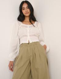 Green Denim Pleated Trousers