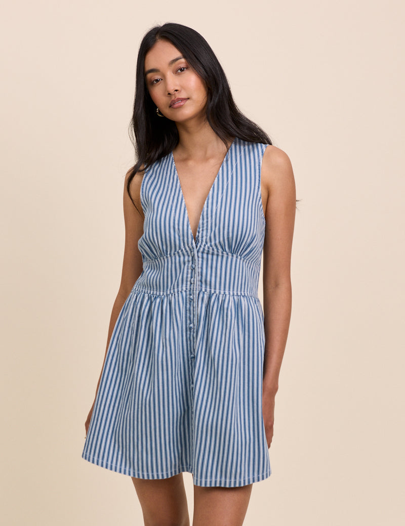 Blue Denim Pinstripe Starlight Mini Dress