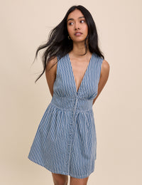 Blue Denim Pinstripe Starlight Mini Dress