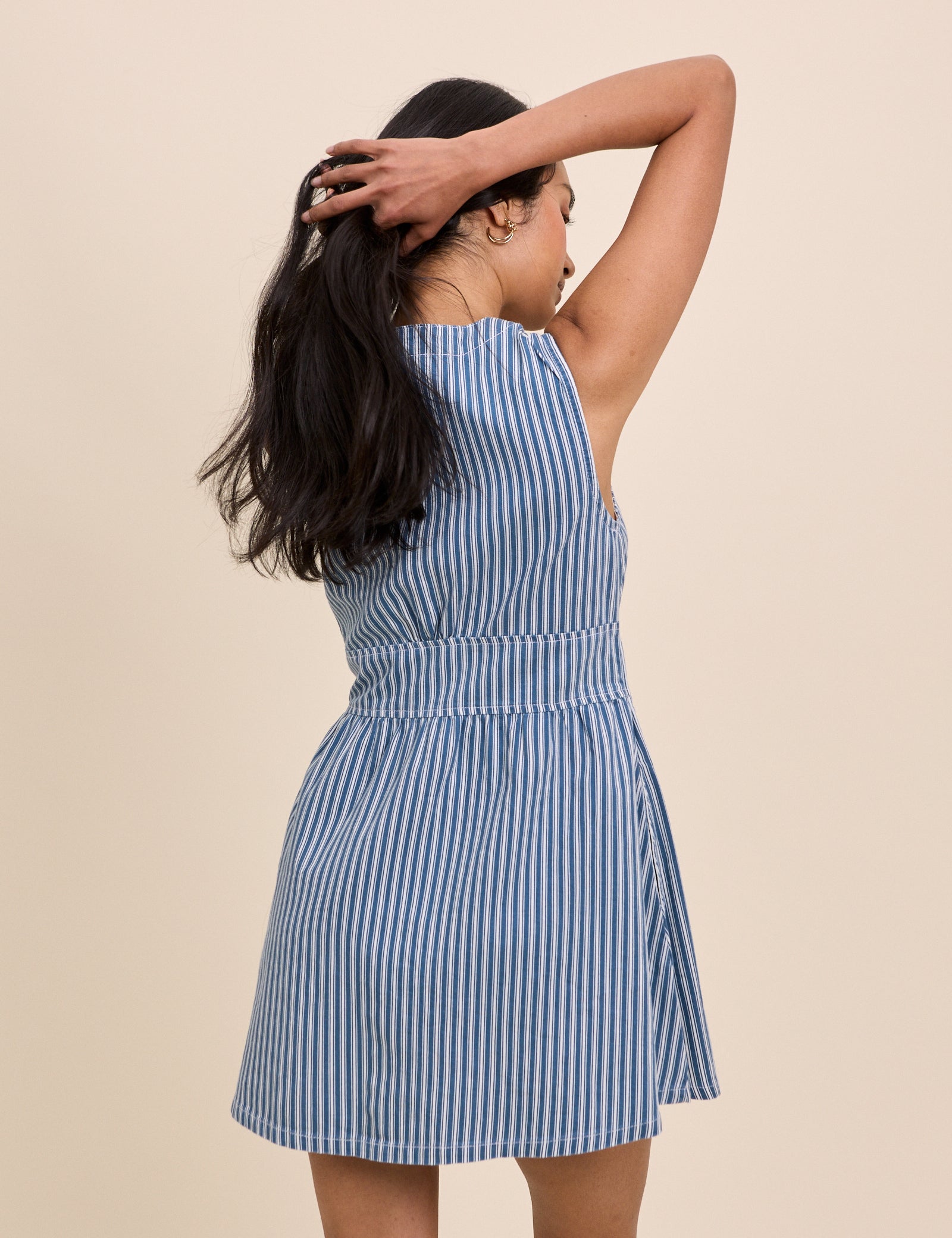 Blue Denim Pinstripe Starlight Mini Dress