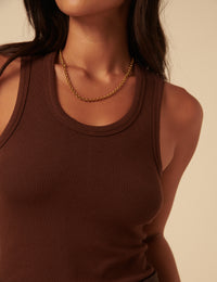 Brown Ribbed Vest Top