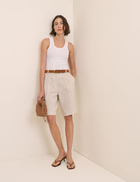 White Ribbed Scoop Neck Vest Top