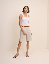 White Ribbed Scoop Neck Vest Top