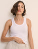 White Ribbed Scoop Neck Vest Top