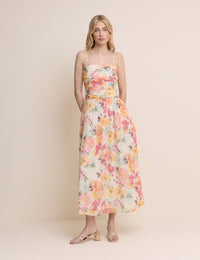 Pink Floral Bandeau Alice Midi Dress