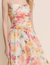 Pink Floral Bandeau Alice Midi Dress