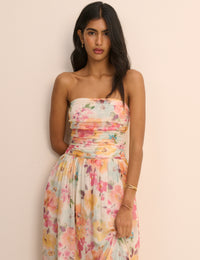 Pink Floral Bandeau Alice Midi Dress
