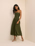 Khaki Green Bandeau Alice Midi Dress