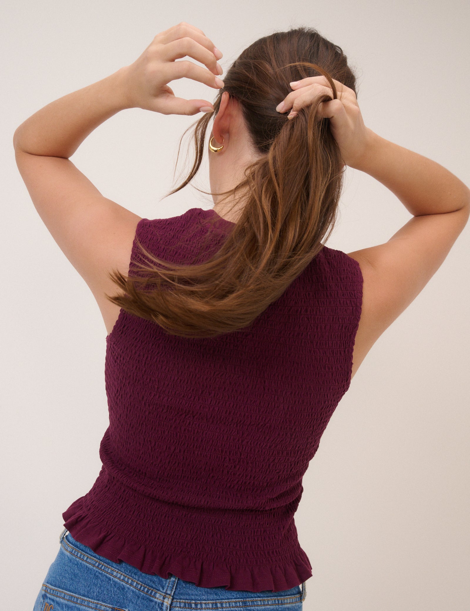 Plum Shirred Bodice Top